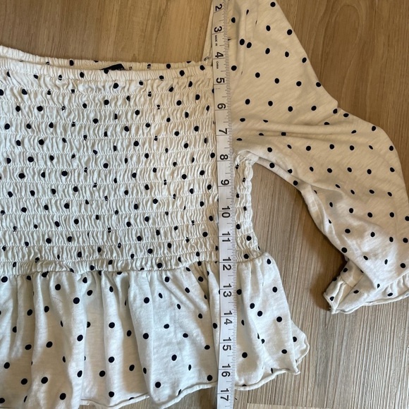 American Eagle Polka Dot Babydoll Smock Crop Top - Picture 7 of 8